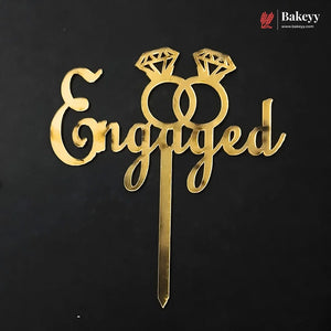 4_Inch_Gold_Acrylic_Engagement_Cake_Topper_Multiple_Designs_14 - Bakeyy.com IN