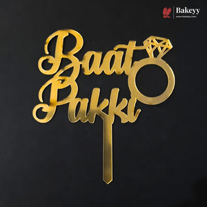 4 Inch Gold Acrylic Engagement Cake Topper | Laser Cut Cake Decoration | Pack of 5