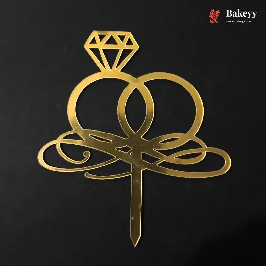 4_Inch_Gold_Acrylic_Engagement_Cake_Topper_Multiple_Designs_9 - Bakeyy.com IN