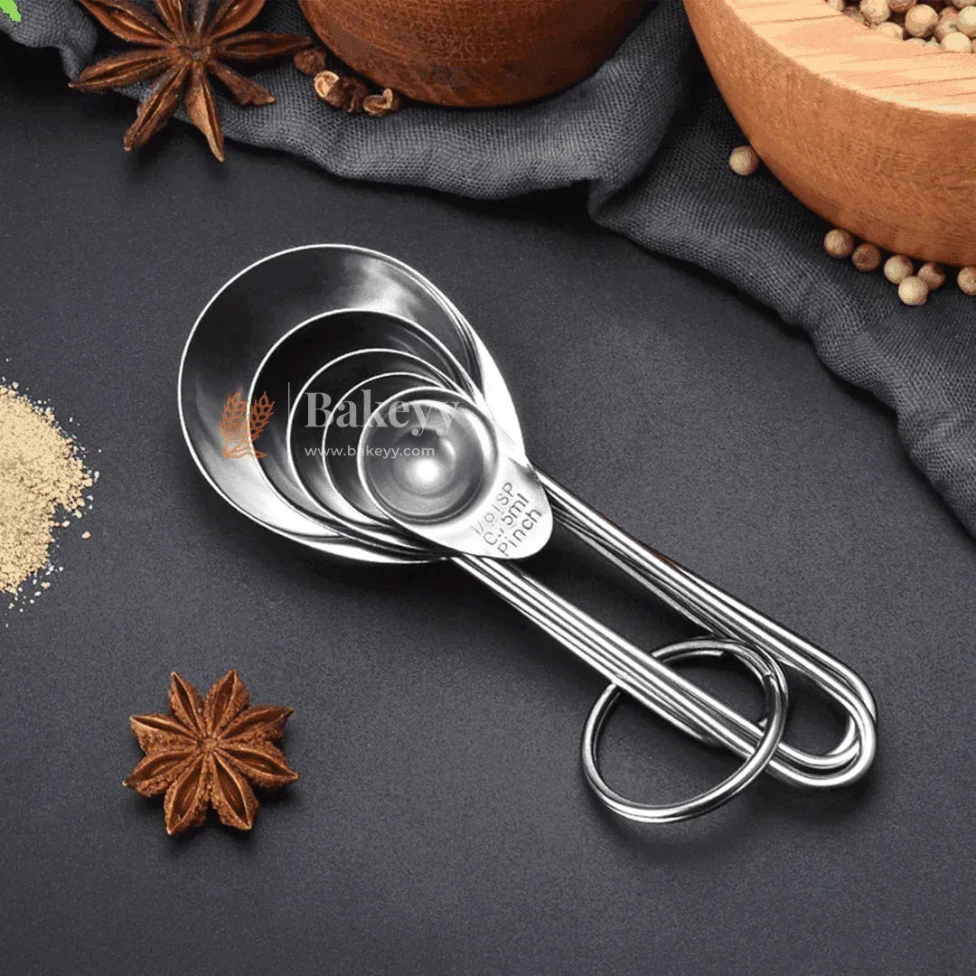 Stainless Steel Measuring Spoon Set | 5-Piece Precision Measuring Tools | - Bakeyy.com - India - Stainless Steel Measuring Spoon Set | 5-Piece Precision Measuring Tools | - Default Title