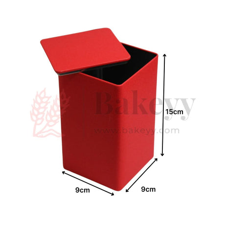 Premium Tin Box – 9x9x15cm| Elegant Rectangle Storage Container for Tea, Coffee, Sugar | Stylish Kitchen Organizer | Perfect for Gifting – Candies, Chocolates, Dry Fruits |(1 Pc) - Bakeyy.com - India - Premium Tin Box – 9x9x15cm| Elegant Rectangle Storage Container for Tea, Coffee, Sugar | Stylish Kitchen Organizer | Perfect for Gifting – Candies, Chocolates, Dry Fruits |(1 Pc) - Red