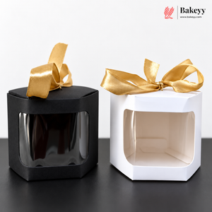 Hexagon Gift Box with Golden Ribbon – 7x4x4.5cm Favor Box for Chocolates, Sweets & Diwali Return Gifts| Pack of 10