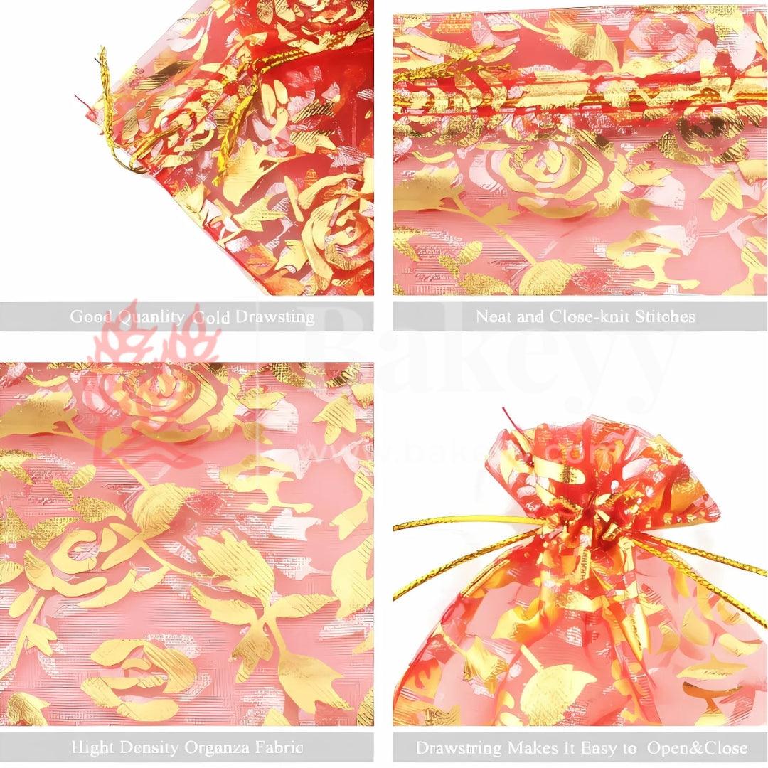 10x14 CM | Printed Organza Potli Bags | Red Colour | Candy Bag |Pack of 70 - Bakeyy.com - India - 10x14 CM | Printed Organza Potli Bags | Red Colour | Candy Bag |Pack of 70 - Default Title