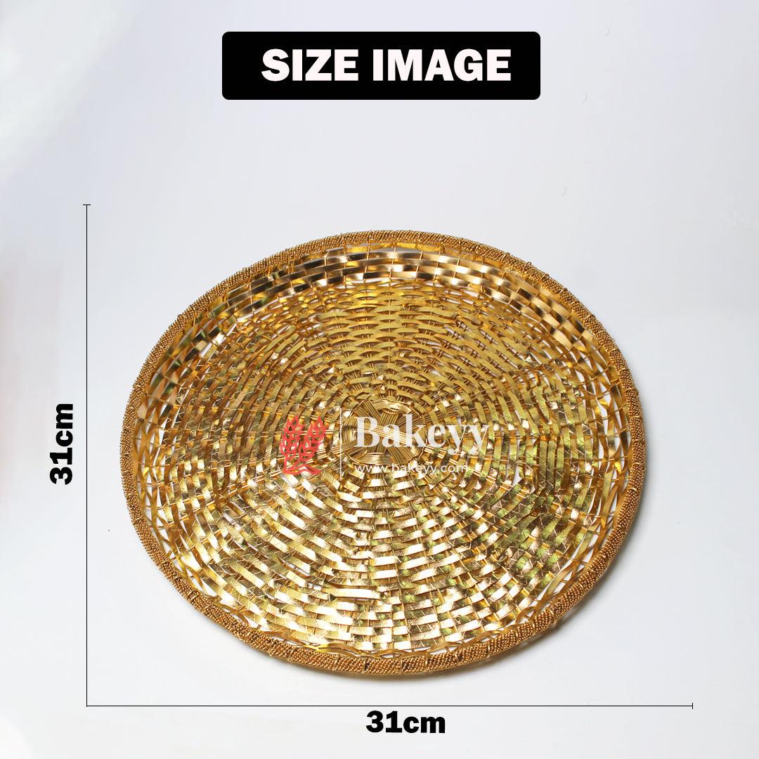 Luxurious Gold-Plated Round Metal Dry Fruit Tray with 4 Decorative Bowls - Bakeyy.com - India - Luxurious Gold-Plated Round Metal Dry Fruit Tray with 4 Decorative Bowls - Default Title