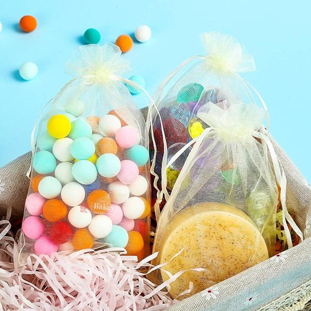 Cream Organza Potli Bag | Drawstring Bags