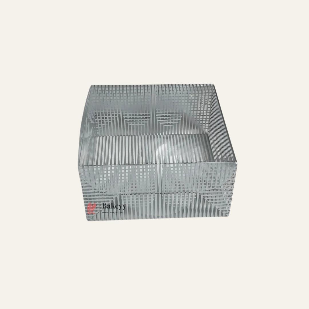 12.5 x 12.5 x 5.5 cm Silver Lined PVC Gift Box with Lid | Bakery packaging | Pack of 10 - Bakeyy.com - India - 12.5 x 12.5 x 5.5 cm Silver Lined PVC Gift Box with Lid | Bakery packaging | Pack of 10 - Default Title
