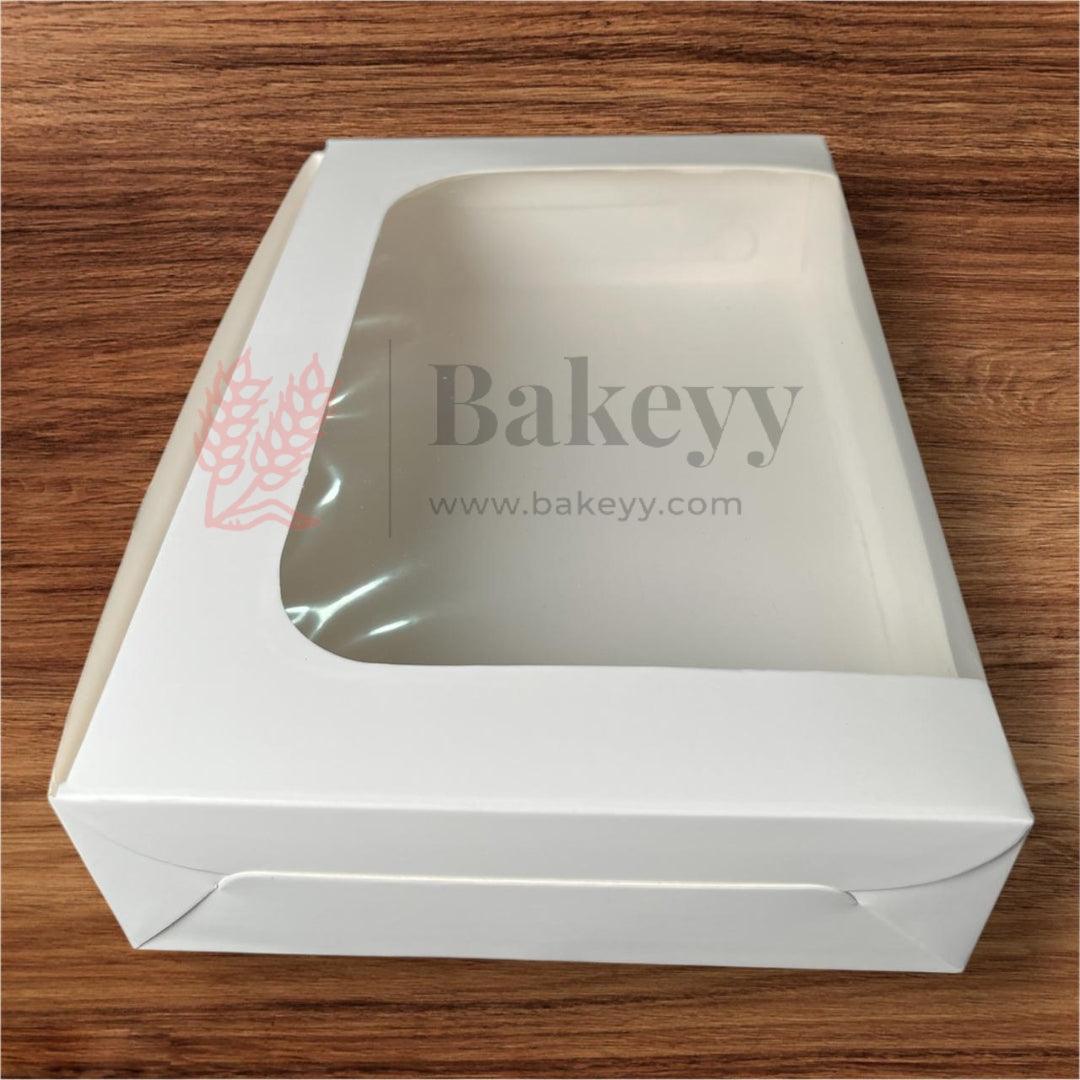 9 x 6 x 1.75 Inch 6 Brownie Box with L-Shaped Window - White | Brownie gift box | Kraft dessert box | Goodie Box | Pack of 50 - Bakeyy.com - India - 9 x 6 x 1.75 Inch 6 Brownie Box with L-Shaped Window - White | Brownie gift box | Kraft dessert box | Goodie Box | Pack of 50 - Default Title