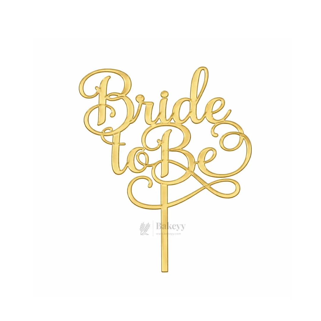 4 inch Gold Bride To Be & Groom To Be Cake Topper Set | Wedding & Pre-Wedding Cake Decoration | pack of 5