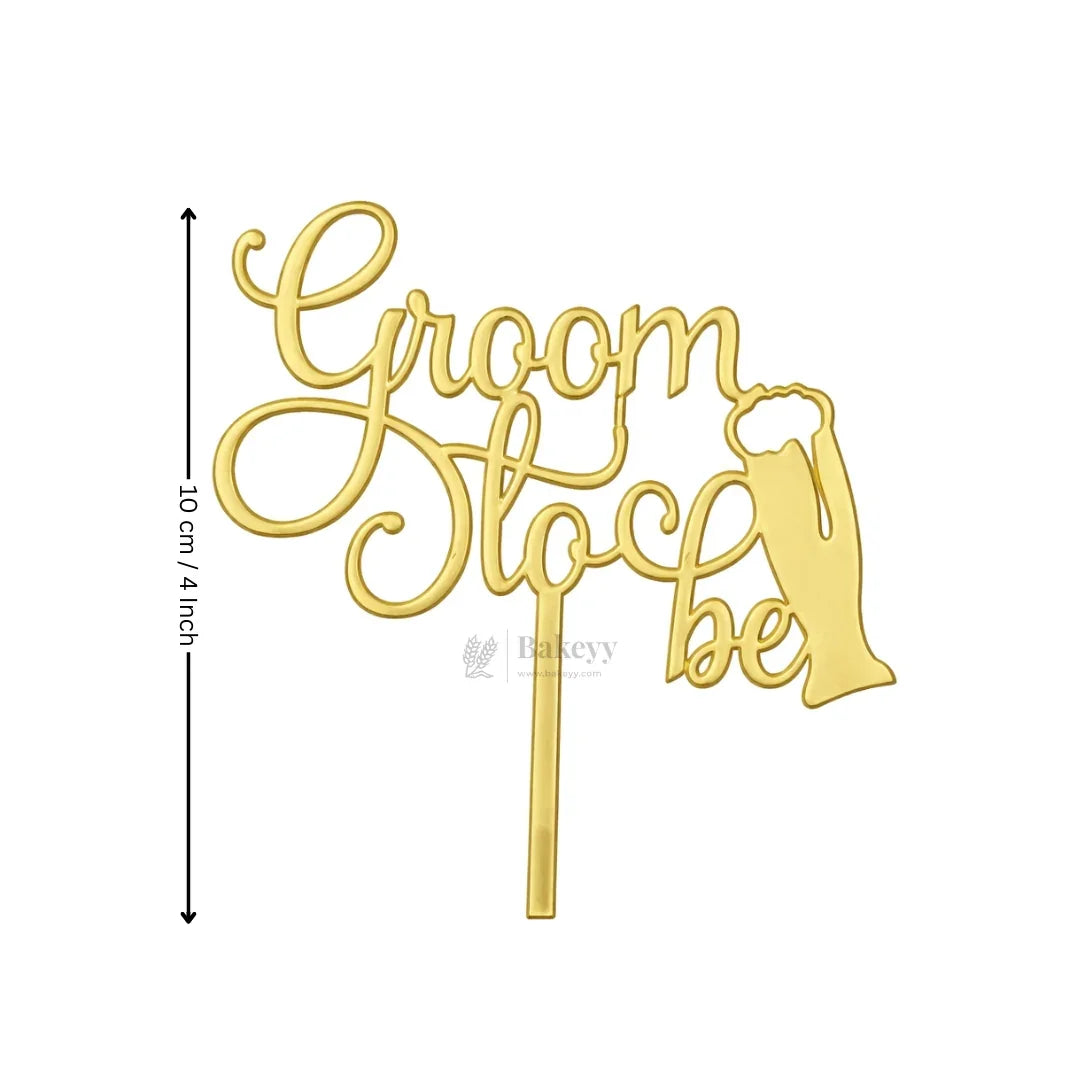 4 inch Gold Bride To Be & Groom To Be Cake Topper Set | Wedding & Pre-Wedding Cake Decoration | pack of 5