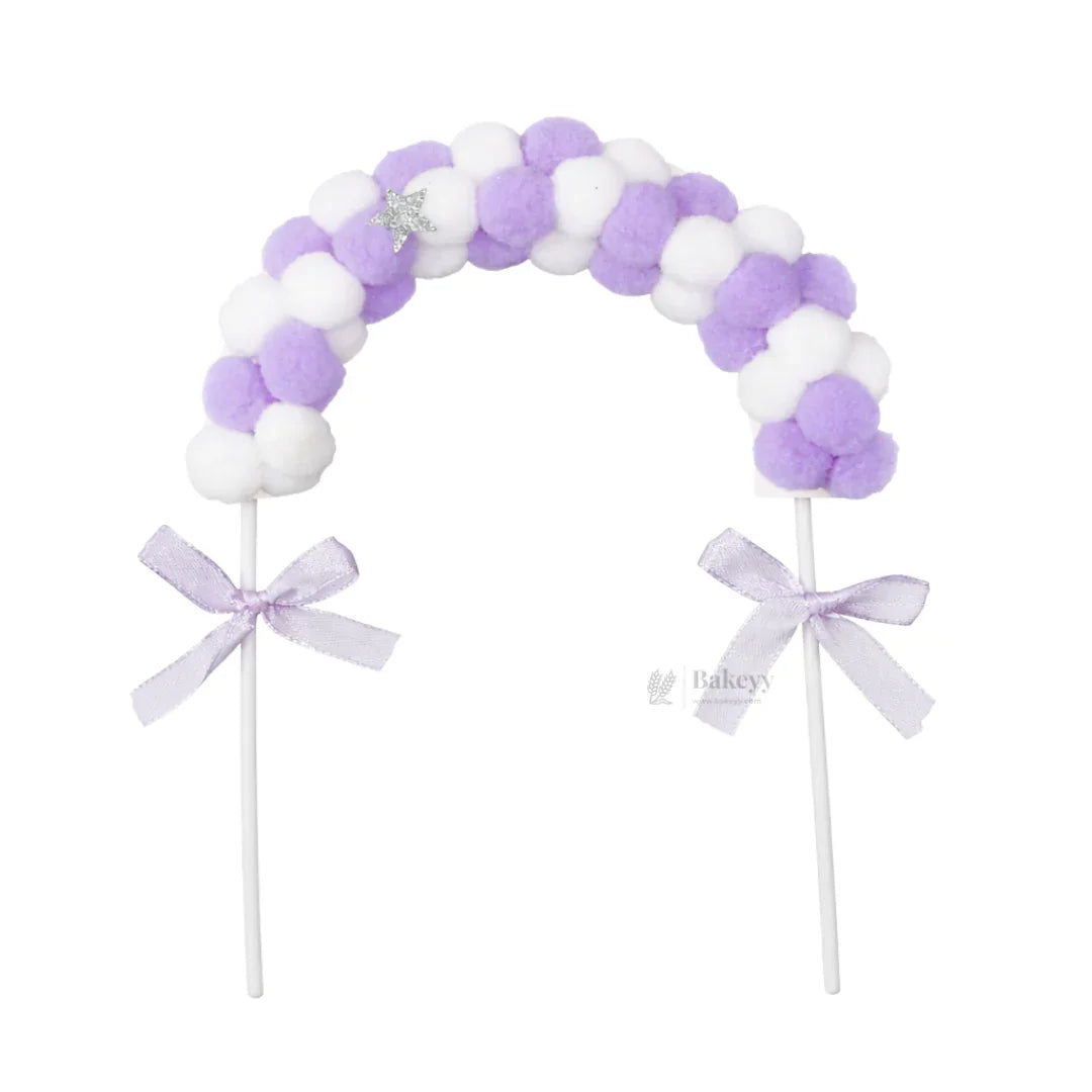 7 inch | Pom Pom Cake Topper Arch for Birthday & Baby Shower | Pastel Cake Decoration | Pack of 1