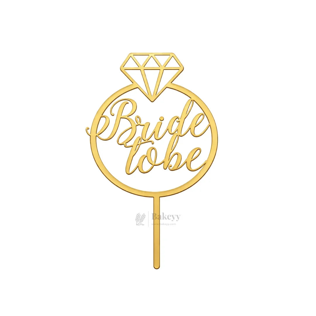4 inch Gold Bride To Be & Groom To Be Cake Topper Set | Wedding & Pre-Wedding Cake Decoration | pack of 5