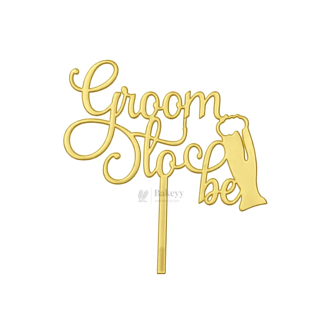 4 inch Gold Bride To Be & Groom To Be Cake Topper Set | Wedding & Pre-Wedding Cake Decoration | pack of 5