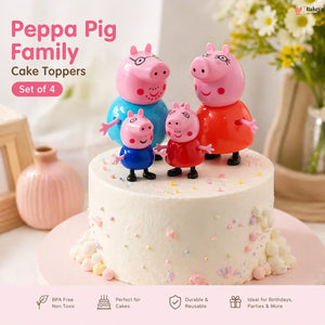 4 pcs Peppa Pig Cake Topper Set | Cartoon Theme Decoration | Pack of 1 123