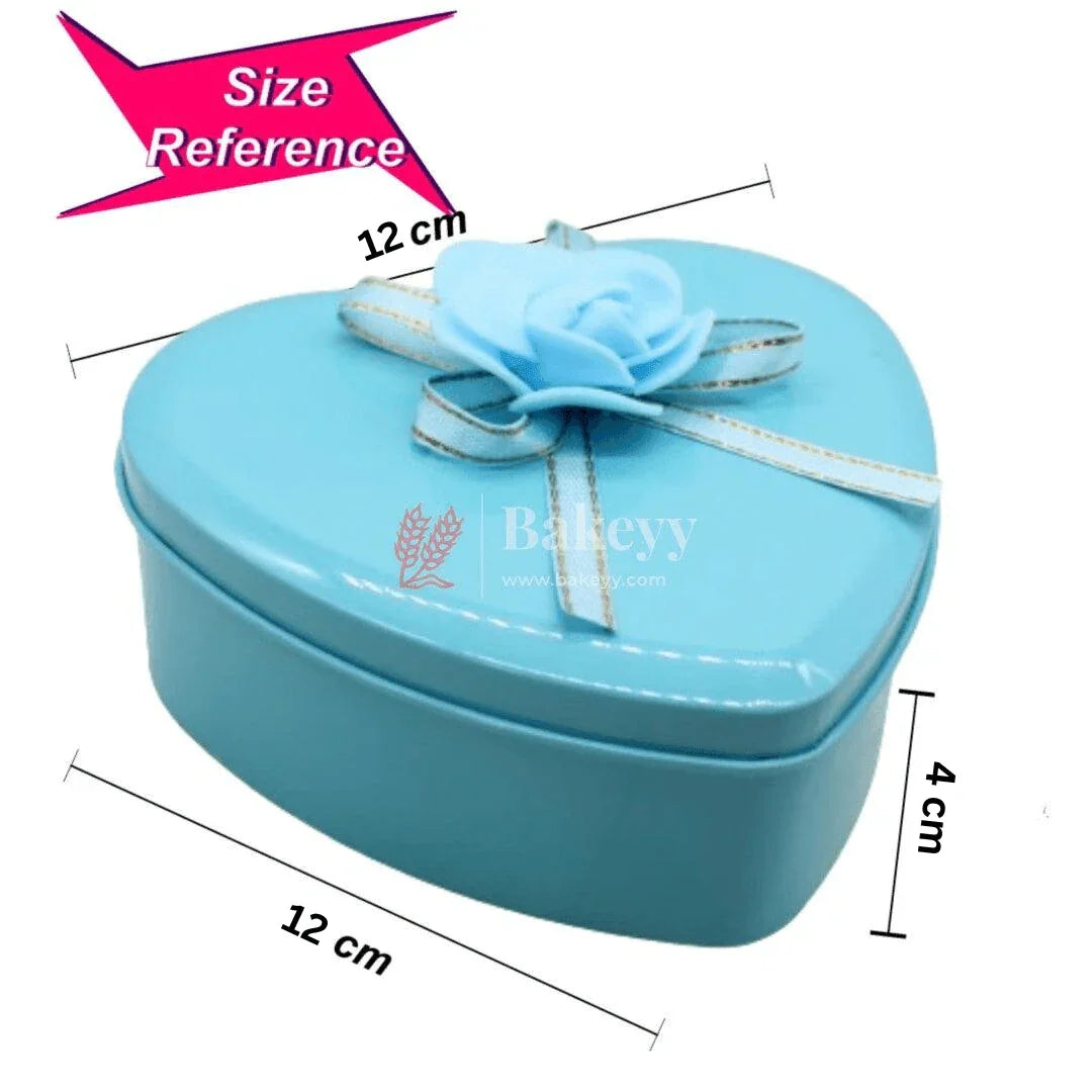 Large-Size 3| Mixed Colours with Mixed Bow Heart Empty Decorative Tin Box | Pack of 4