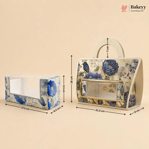 Floral Print Window Gift Box with Handle | Reusable Hamper & Return Gift Box | Pack of 5