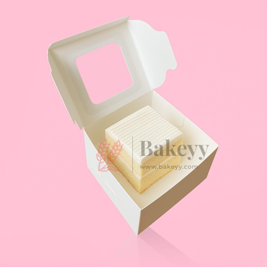 4 x 4 x 3 Inch Mini Cake Box with Window – White | Cake packaging box | Pastry box | Mini cake gift box | Pack of 25 - Bakeyy.com - India - 4 x 4 x 3 Inch Mini Cake Box with Window – White | Cake packaging box | Pastry box | Mini cake gift box | Pack of 25 - Default Title