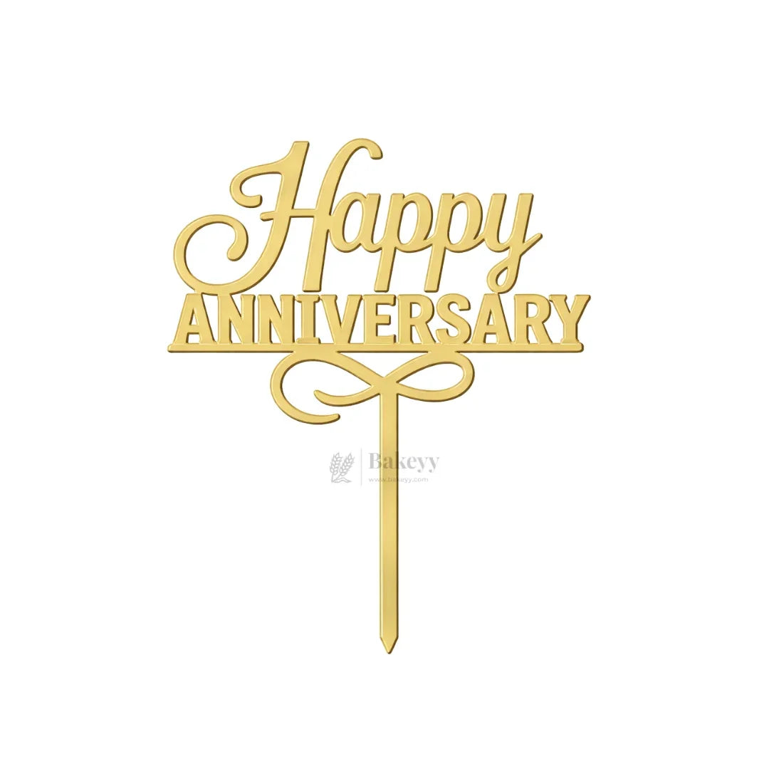 4 Inch Happy Anniversary Acrylic Cake Topper Set | Assorted Elegant Designs | Pack of 5