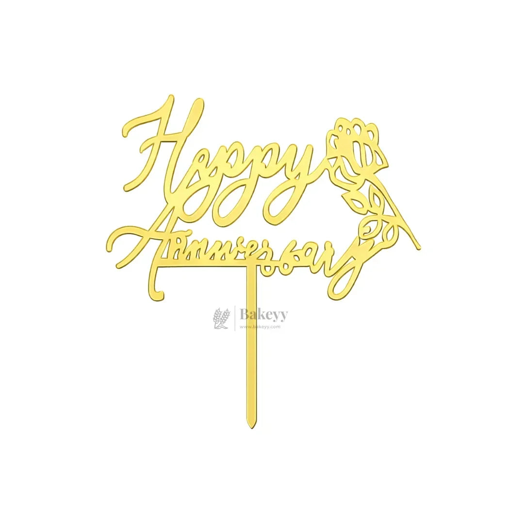 4 Inch Happy Anniversary Acrylic Cake Topper Set | Assorted Elegant Designs | Pack of 5 - Bakeyy.com - India - 4 Inch Happy Anniversary Acrylic Cake Topper Set | Assorted Elegant Designs | Pack of 5 - Design 4 60.00