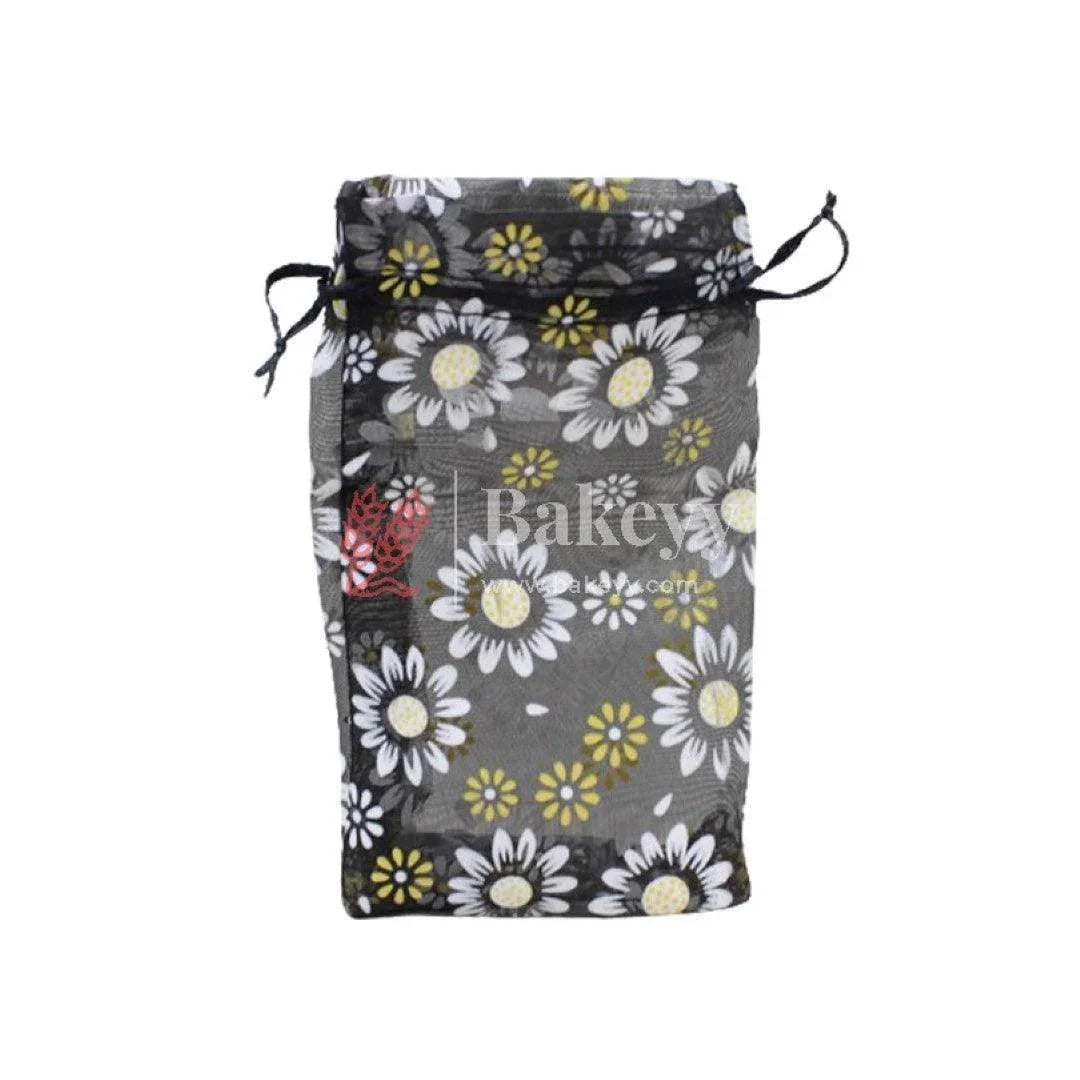 4x6-inch-or-floral-designs-organza-potli-bags-or-pack-of-100-or-black-color-or-candy-bag-bakeyy-com-3 - Bakeyy.com