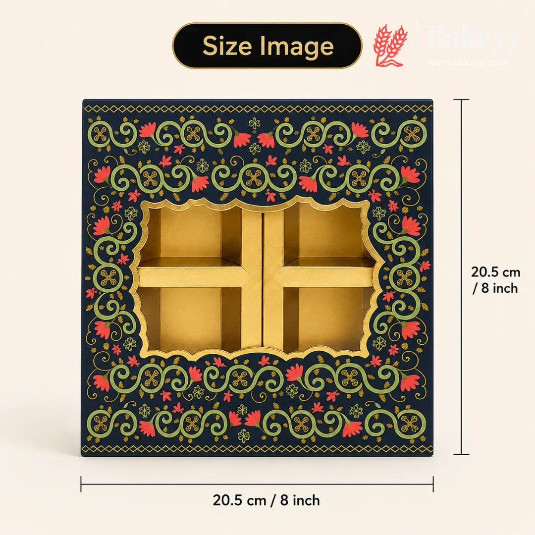 5._4_Cavity_Rigid_Dry_Fruit_Box_Elegant_Festive_Hamper_Box_with_Window_Lid_Elegant_Floral_Design_Pack_Of_1 - Bakeyy.com IN
