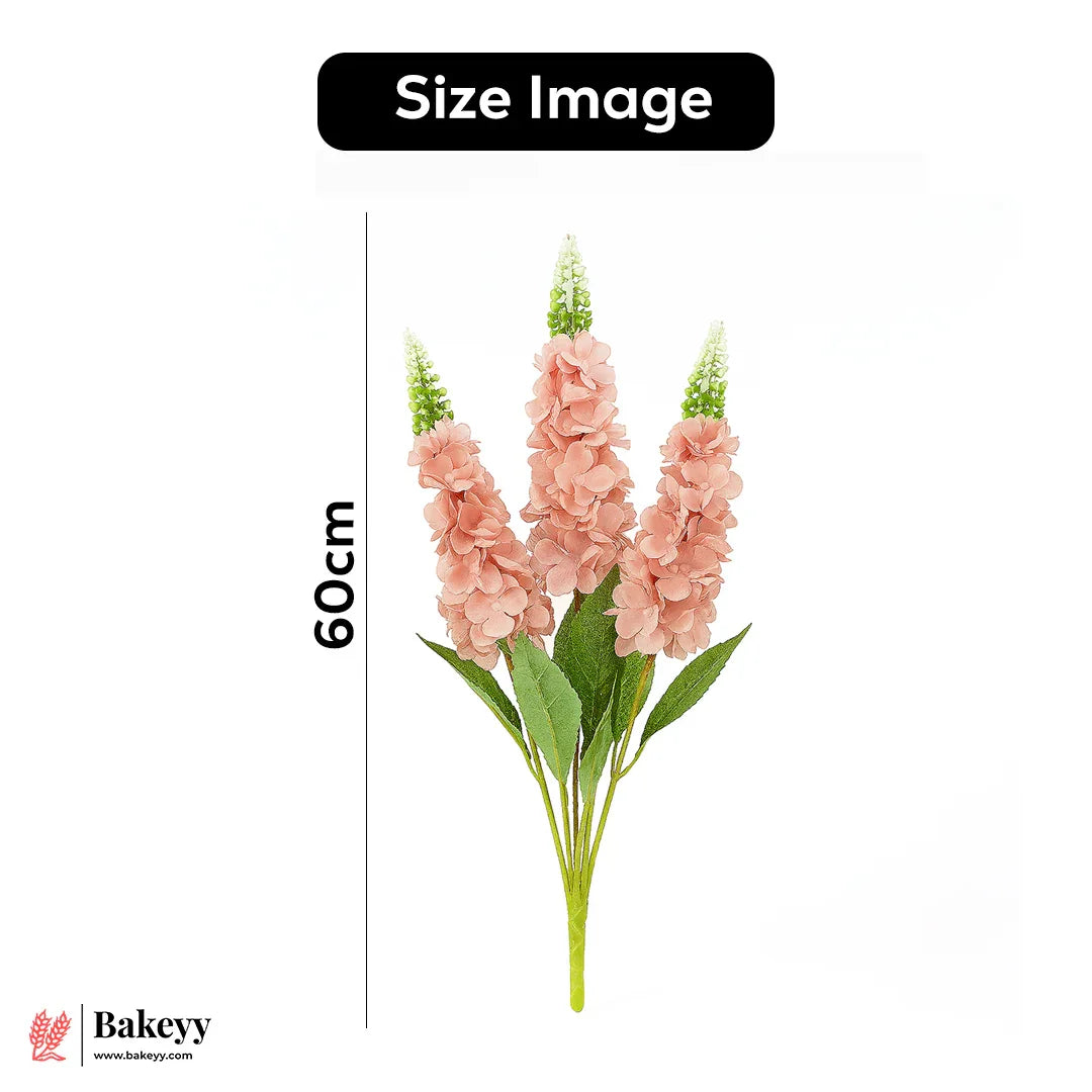 Artificial Delphinium Flower Bunch – 60cm |  Peach Pink | Decorative Stick for Home & Events | Pack Of 1