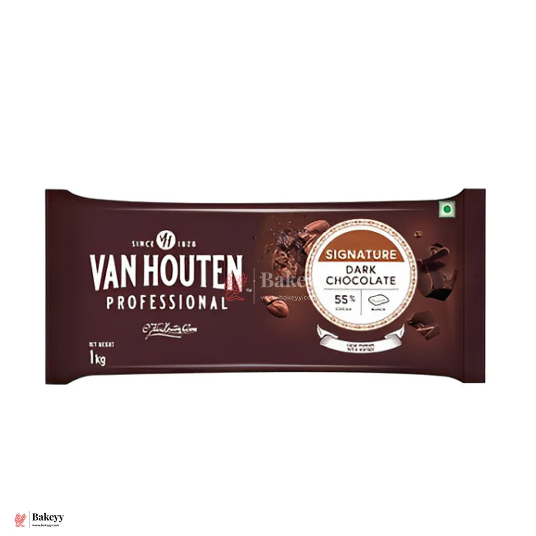 Van Houten Professional Signature Dark Chocolate Block – 55% Cocoa | 1kg Baking Dark Chocolate