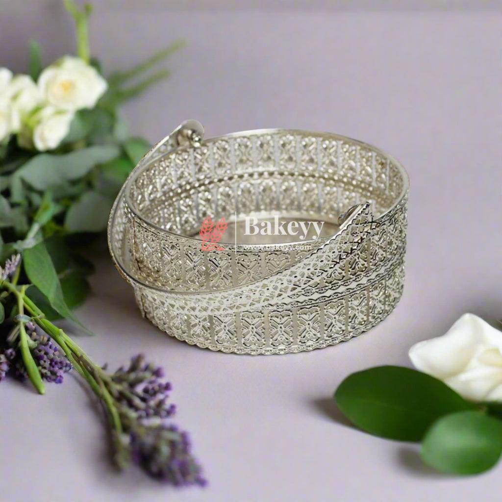 Elegant Silver Plated Metal Basket |Premium Gifting & Serving Accessory| for Weddings, Festivals & Special Occasions - Bakeyy.com - India - Elegant Silver Plated Metal Basket |Premium Gifting & Serving Accessory| for Weddings, Festivals & Special Occasions - 6 inch
