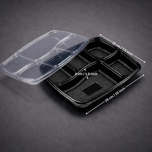 5CompartmentPlasticMealTraywithLid - Bakeyy.com