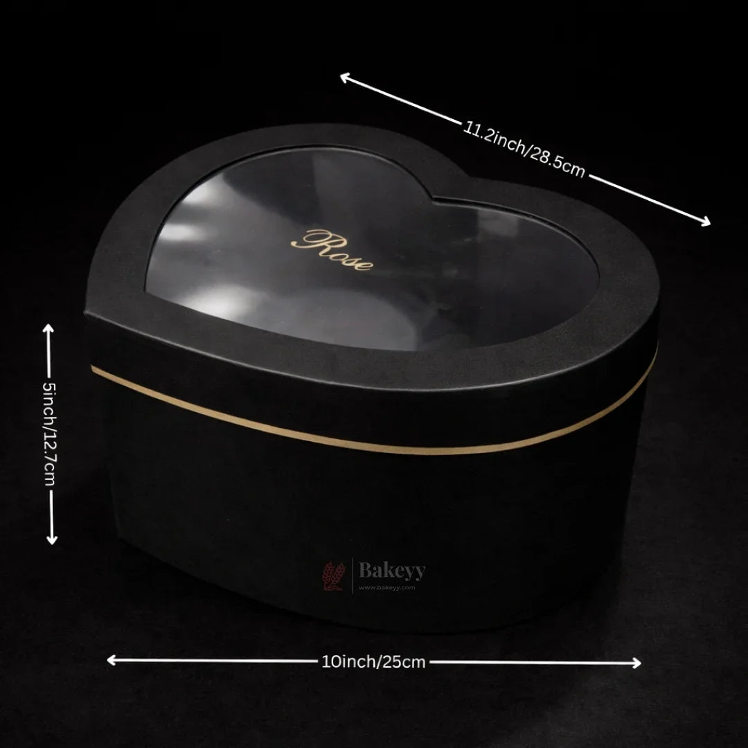 Heart Shape Transparent Lid Gift Box | Premium Hamper Packaging | Different color | Pack of 1 - Bakeyy.com - India - Heart Shape Transparent Lid Gift Box | Premium Hamper Packaging | Different color | Pack of 1 - Black / Large 450.00