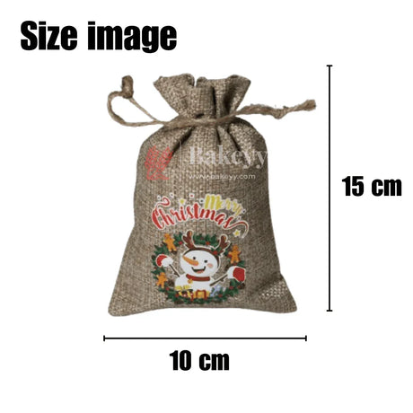 Christmas Jute Potli Bags || Printed Potli Jute Bag (Mixed Designs) || Gift Return Gifts Bags || - Bakeyy.com - India - Christmas Jute Potli Bags || Printed Potli Jute Bag (Mixed Designs) || Gift Return Gifts Bags || - 4x6 / Pack of 10