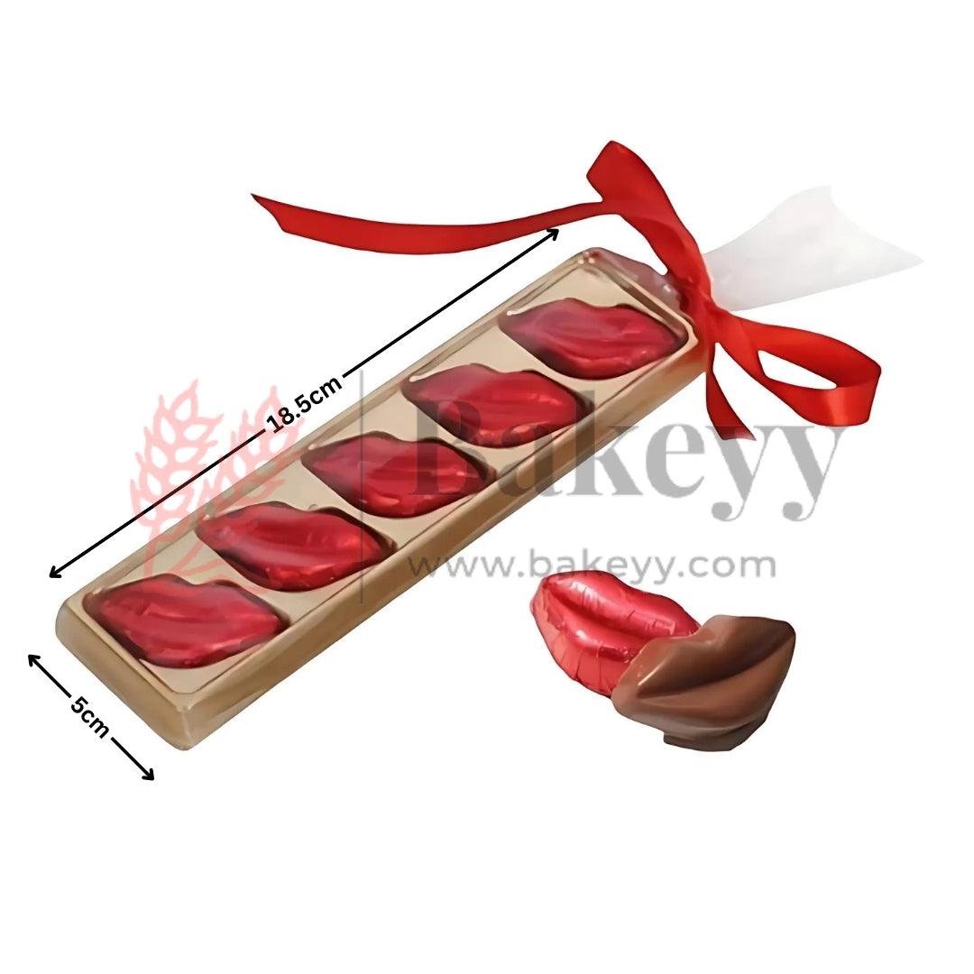 5 Cavity Lip-Shaped Chocolate Box with Transparent Lid – Gold (Pack of 10) - Bakeyy.com - India - 5 Cavity Lip-Shaped Chocolate Box with Transparent Lid – Gold (Pack of 10) - Default Title