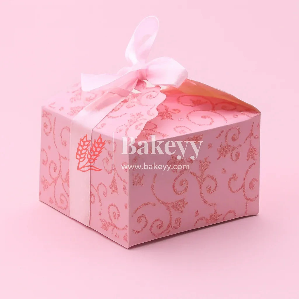 Pink Decorative Favor Gift Box – 9x9x5.5cm Box with Ribbon for Chocolates, Sweets & Diwali Return Gifts| Pack of 10 - Bakeyy.com - India - Pink Decorative Favor Gift Box – 9x9x5.5cm Box with Ribbon for Chocolates, Sweets & Diwali Return Gifts| Pack of 10 - Default Title
