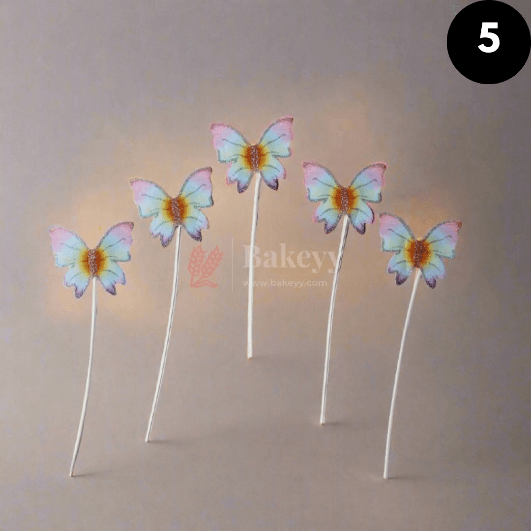 10 pcs shiny butterfly Birthday Cake Topper| decoration Toppers| Bday Decorations Items | - Bakeyy.com - India - 10 pcs shiny butterfly Birthday Cake Topper| decoration Toppers| Bday Decorations Items | - Color 5