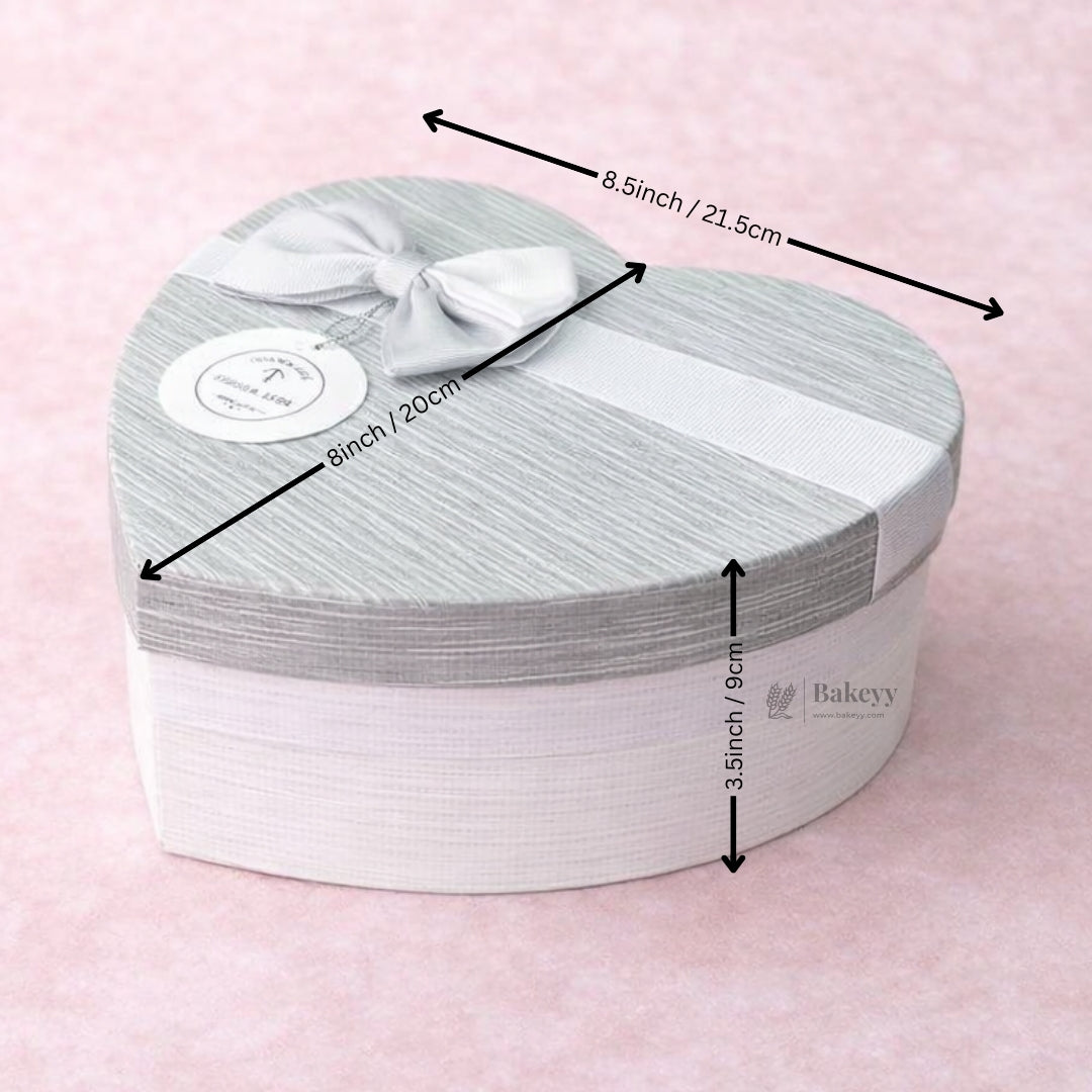 Grey And White Valentine Gift Box | Mixed Colour | Valentine Gift | Heart Shape Gift Box with Ribbon | Pack of 1