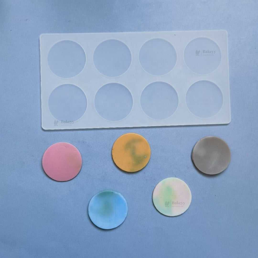 8 Cavity Round Disc Silicone Mould | Multi Cavity Design for Chocolates & Desserts | Pack of 1