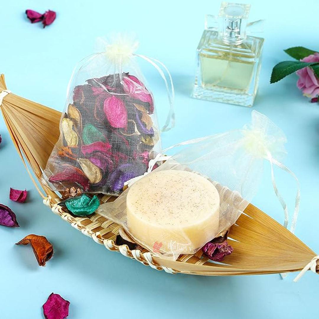 Cream Organza Potli Bag | Drawstring Bags