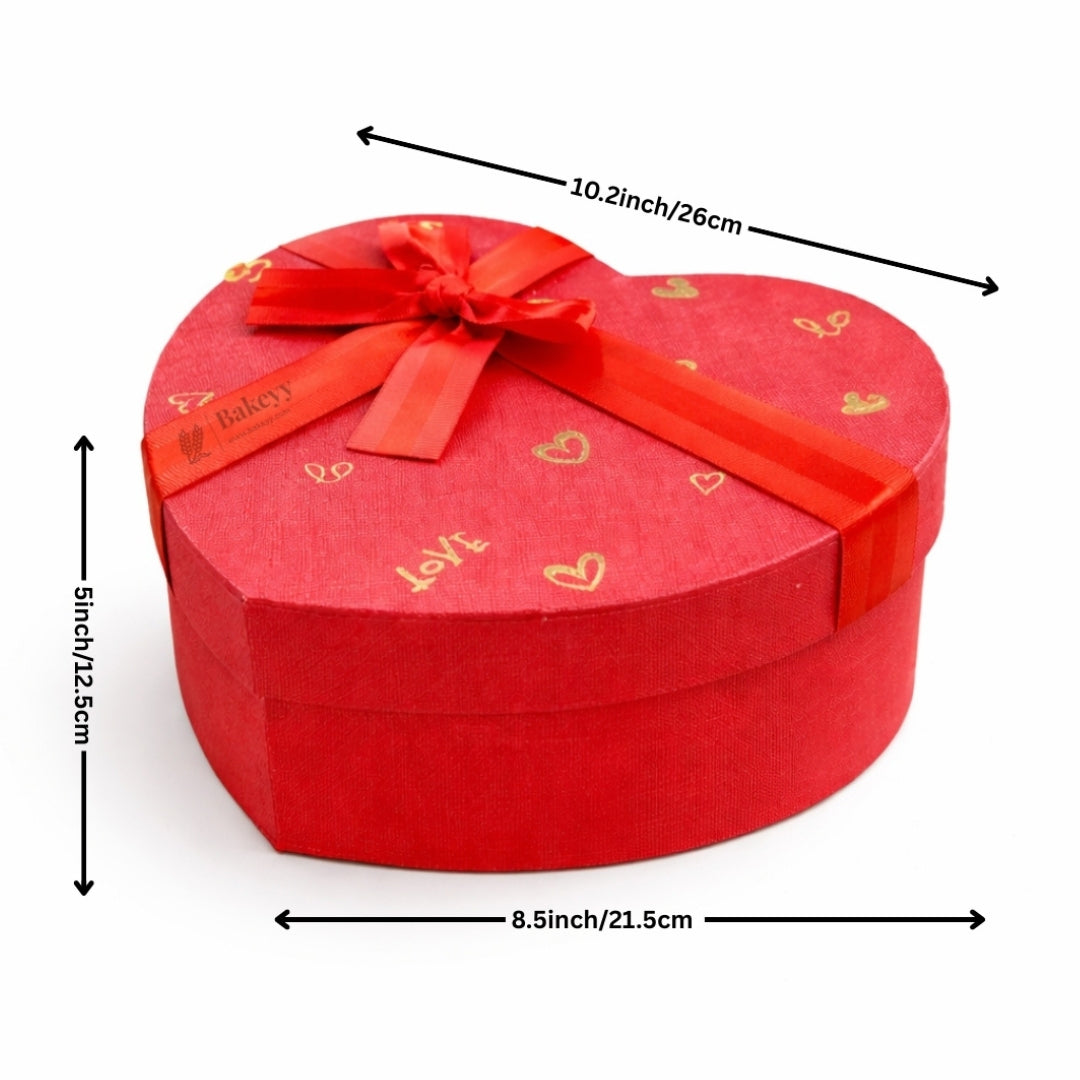Heart Shape Rigid Hamper Box with Ribbon Lid | Premium Packaging for Chocolates or Gifts | Pack of 1