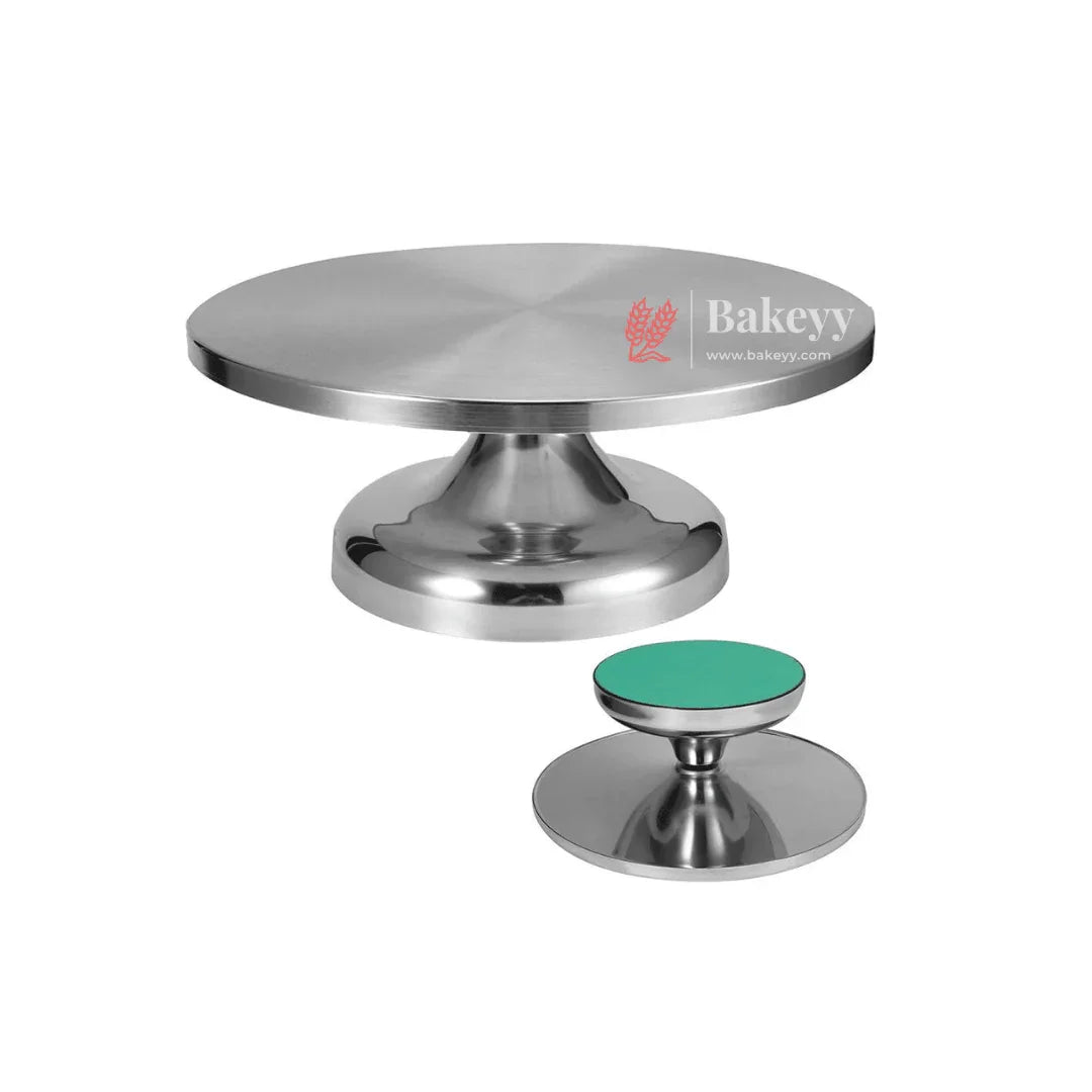 10 Inch Rotating Cake Stand |Stainless Steel | Elegant Round Cake Rotating Stand |1 Piece - Bakeyy.com - India - 10 Inch Rotating Cake Stand |Stainless Steel | Elegant Round Cake Rotating Stand |1 Piece - Default Title