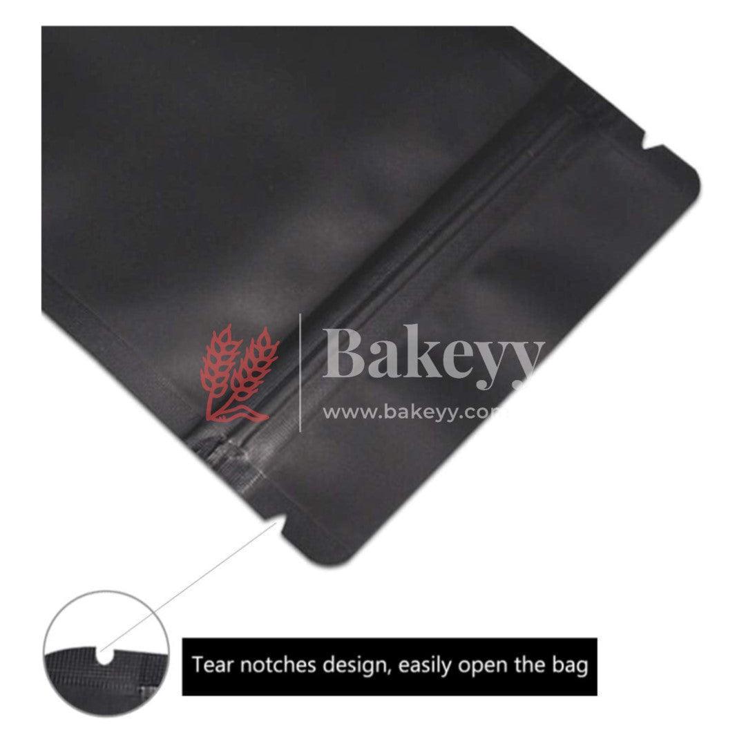 500 gm | Zip Lock Pouch | Black Color Without Window | 16x23 CM | Standing Pouch | 110 GSM | - Bakeyy.com - India - 500 gm | Zip Lock Pouch | Black Color Without Window | 16x23 CM | Standing Pouch | 110 GSM | - Pack Of 50 / 16x23 cm / 500 gm