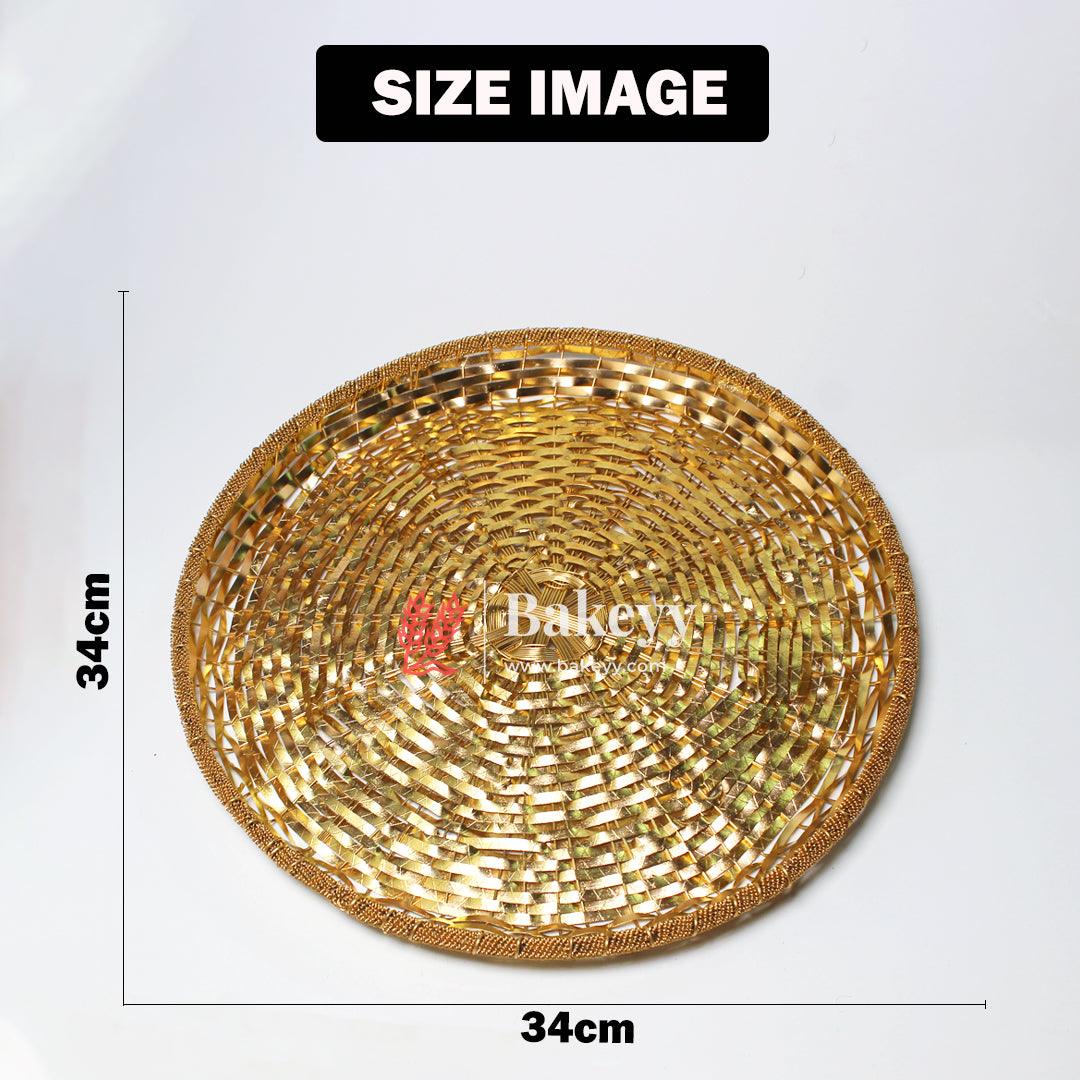 Luxurious Gold-Plated Metal Dry Fruit Round Tray With 5 Decorative Bowls - Bakeyy.com - India - Luxurious Gold-Plated Metal Dry Fruit Round Tray With 5 Decorative Bowls - Default Title
