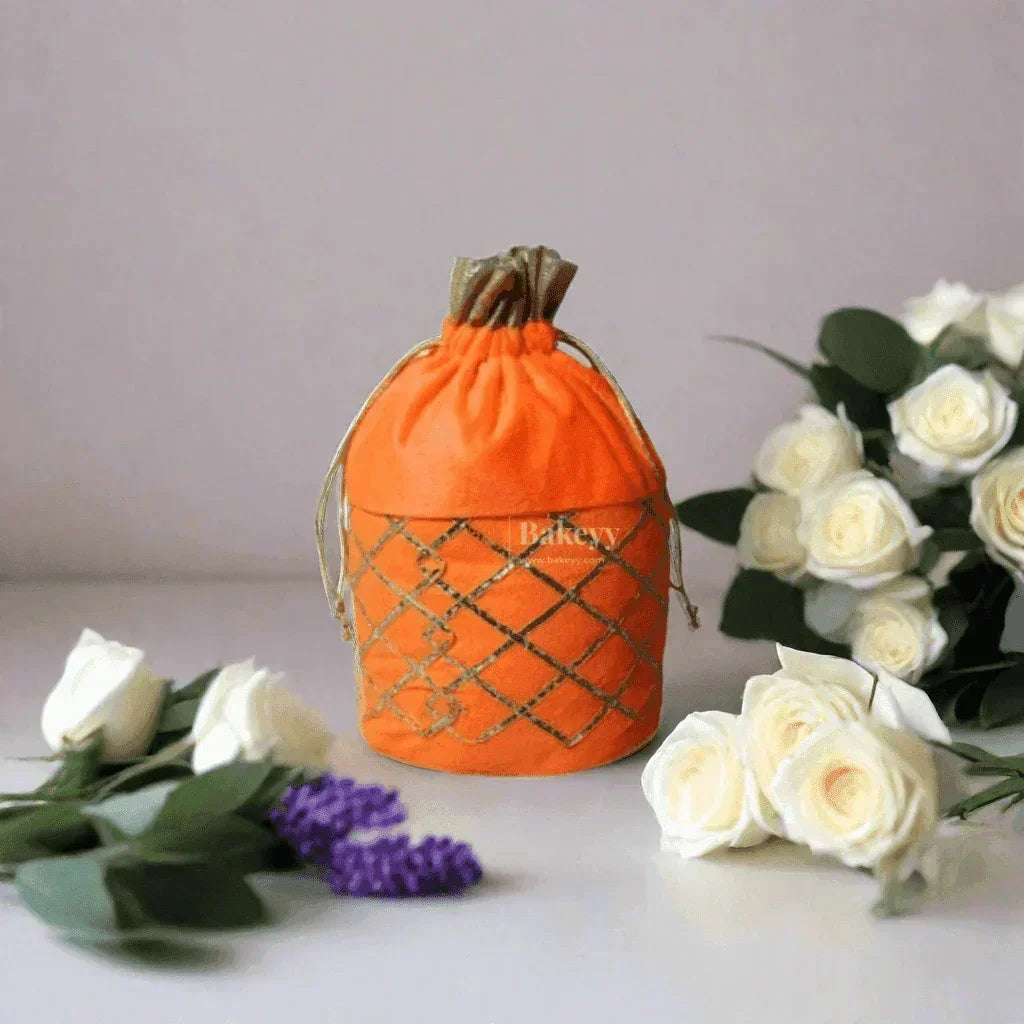 20x24 CM Design Potli Bag | Light Orange colour | Pack Of 10 - Bakeyy.com - India - 20x24 CM Design Potli Bag | Light Orange colour | Pack Of 10 - Default Title