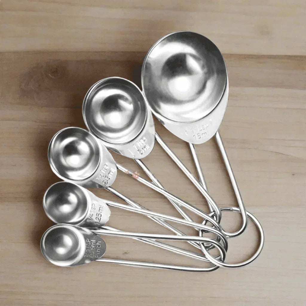 Stainless Steel Measuring Spoon Set | 5-Piece Precision Measuring Tools | - Bakeyy.com - India - Stainless Steel Measuring Spoon Set | 5-Piece Precision Measuring Tools | - Default Title