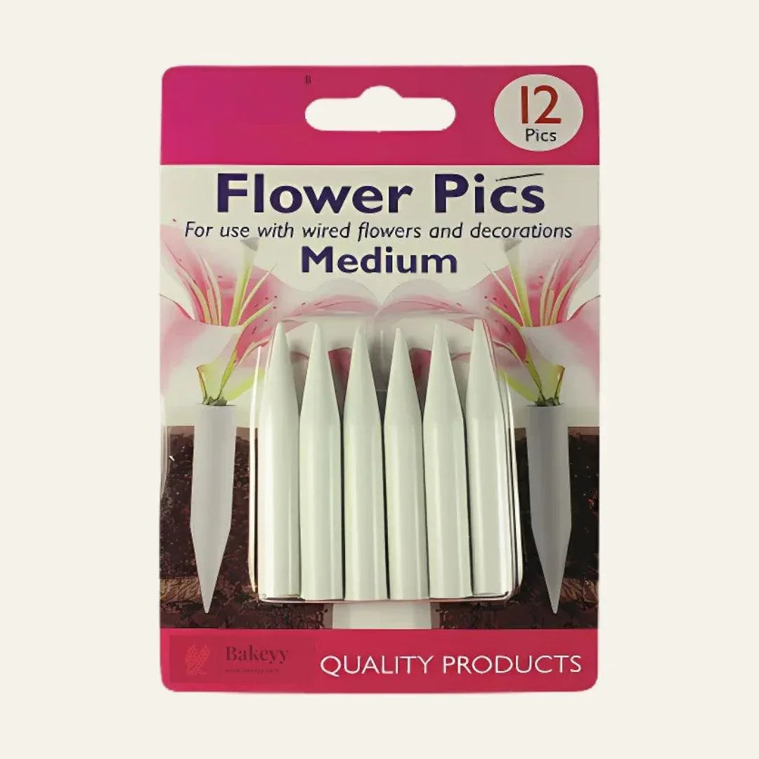 Medium Flower Picks, White | Artificial Flower Holder| Pack of 12 - Bakeyy.com - India - Medium Flower Picks, White | Artificial Flower Holder| Pack of 12 - Default Title