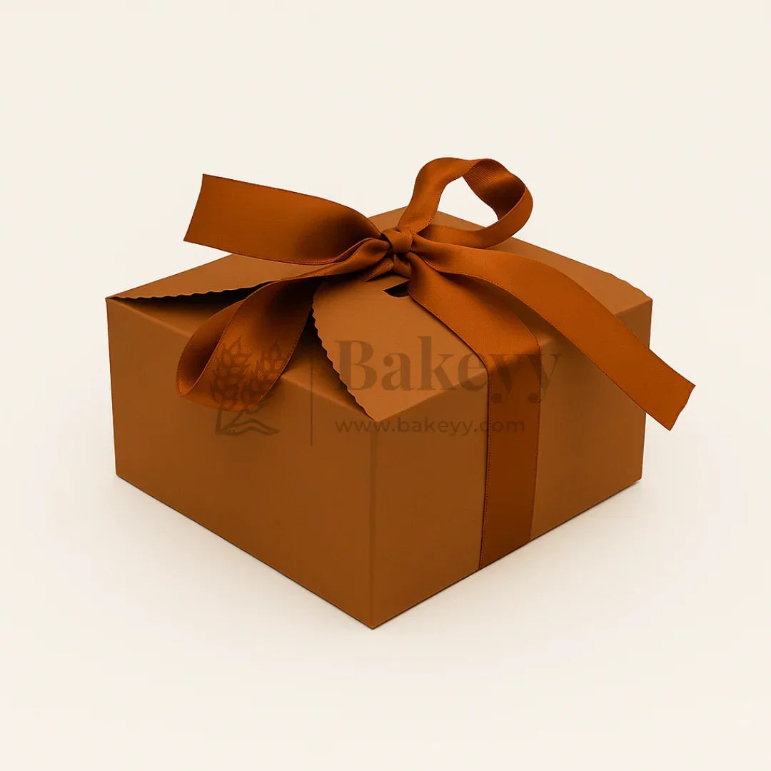 Luxury Gift Box Collection | 10 Pcs with Ribbon | Available in 5 Elegant Colors | Pack of 10 - Bakeyy.com - India - Luxury Gift Box Collection | 10 Pcs with Ribbon | Available in 5 Elegant Colors | Pack of 10 - Brown / Small
