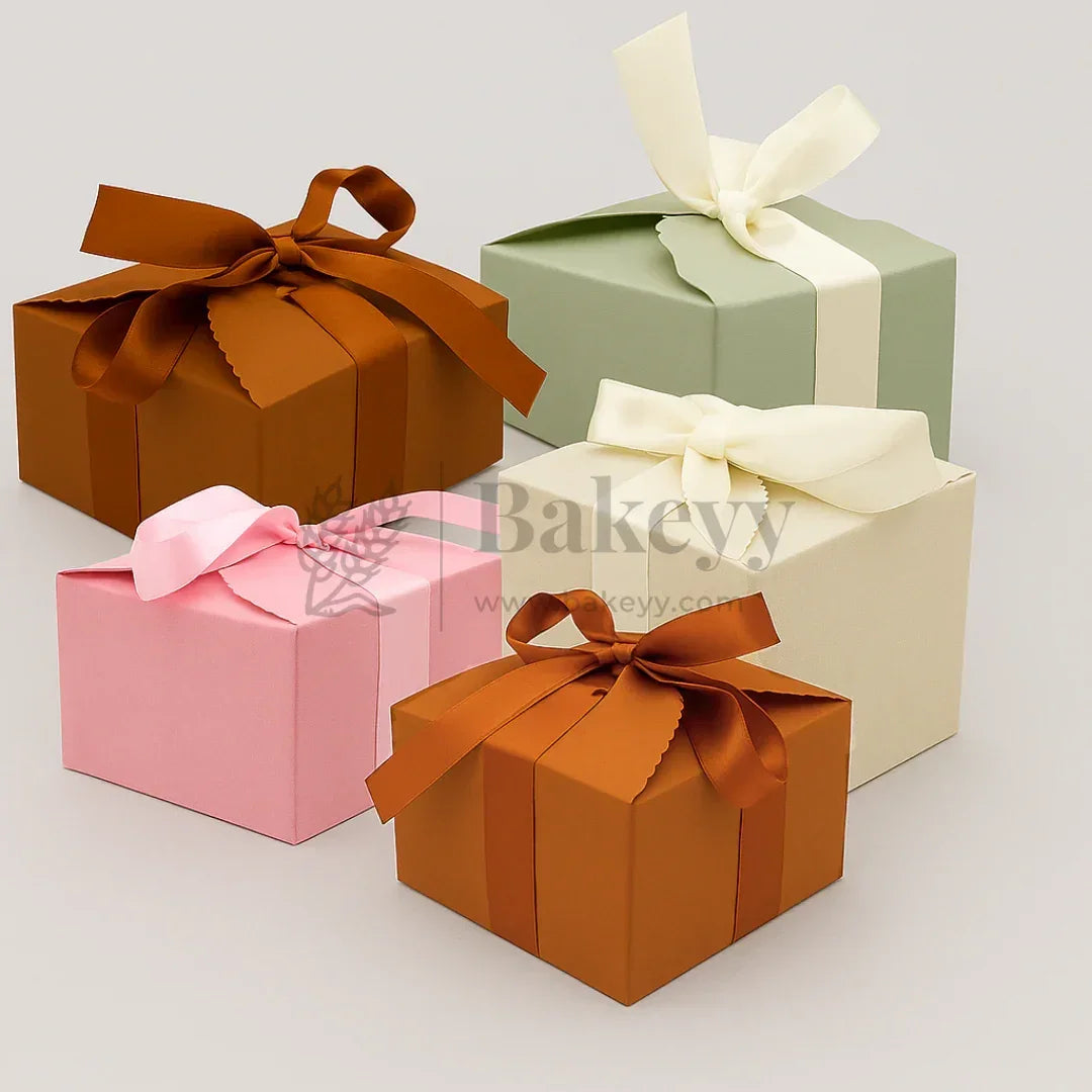 Luxury Gift Box Collection | 10 Pcs with Ribbon | Available in 5 Elegant Colors | Pack of 10 - Bakeyy.com - India - Luxury Gift Box Collection | 10 Pcs with Ribbon | Available in 5 Elegant Colors | Pack of 10 - Brown / Small