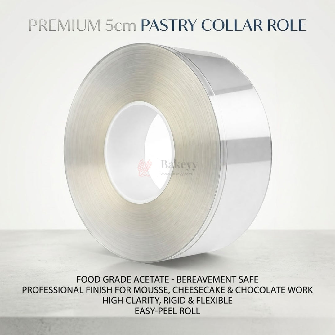 5 cm and 6.5 cm | 2 Sizes | Transparent PVC Pastry Collar Roll | Pack of 1