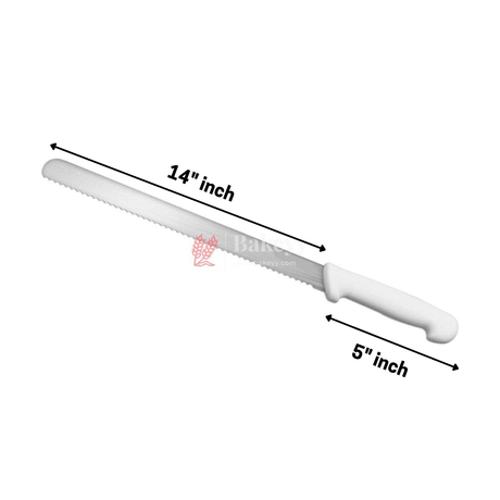 14 Inch Bread Knife Fiber Handle | Stainless Steel Blade with Strong Grip | White Handle - Bakeyy.com - India - 14 Inch Bread Knife Fiber Handle | Stainless Steel Blade with Strong Grip | White Handle - Default Title