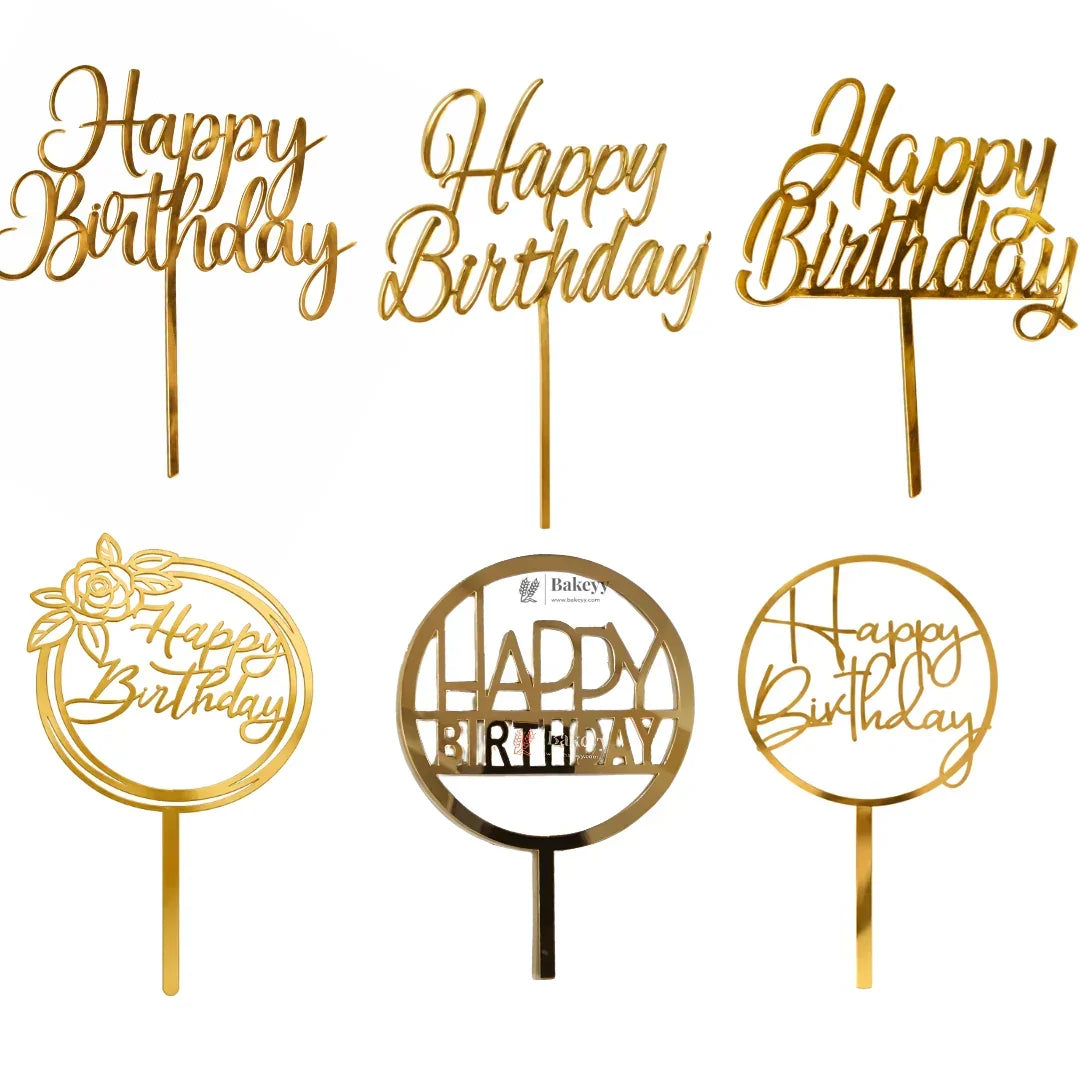 5 Inch Acrylic Cake Topper | Decorative Cake Topper for Celebrations | Assorted designs | Set 2 | Pack of 5 - Bakeyy.com - India - 5 Inch Acrylic Cake Topper | Decorative Cake Topper for Celebrations | Assorted designs | Set 2 | Pack of 5 - Design 1 75.00