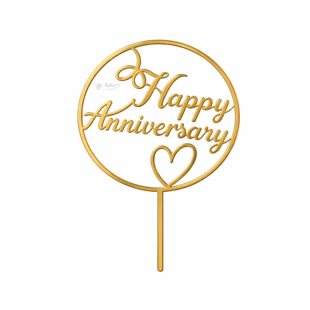 5 Inch | Happy Anniversary Cake Topper | Pack of 5