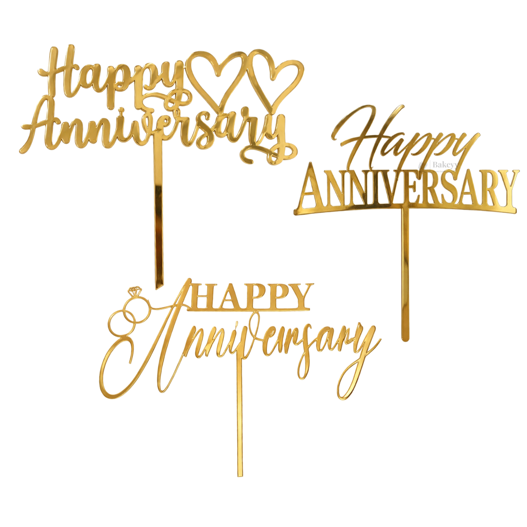 5 Inch | Happy Anniversary Cake Topper | Pack of 5